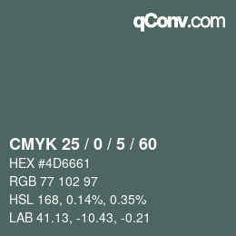 Color code: CMYK 25 / 0 / 5 / 60 | qconv.com