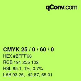 颜色代码: CMYK 25 / 0 / 60 / 0 | qconv.com