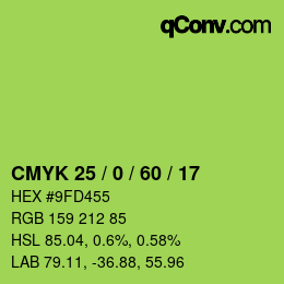颜色代码: CMYK 25 / 0 / 60 / 17 | qconv.com