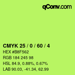 カラーコード: CMYK 25 / 0 / 60 / 4 | qconv.com
