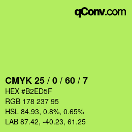 Color code: CMYK 25 / 0 / 60 / 7 | qconv.com