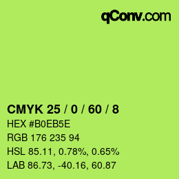 Color code: CMYK 25 / 0 / 60 / 8 | qconv.com