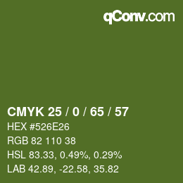 Color code: CMYK 25 / 0 / 65 / 57 | qconv.com