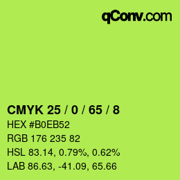 カラーコード: CMYK 25 / 0 / 65 / 8 | qconv.com