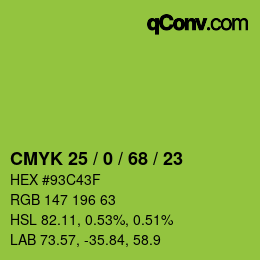 Color code: CMYK 25 / 0 / 68 / 23 | qconv.com