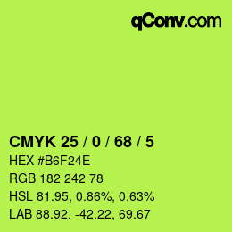 カラーコード: CMYK 25 / 0 / 68 / 5 | qconv.com