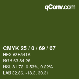 カラーコード: CMYK 25 / 0 / 69 / 67 | qconv.com