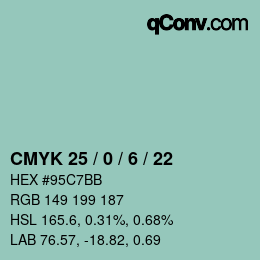 Color code: CMYK 25 / 0 / 6 / 22 | qconv.com