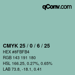 Código de color: CMYK 25 / 0 / 6 / 25 | qconv.com