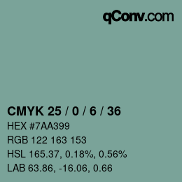 颜色代码: CMYK 25 / 0 / 6 / 36 | qconv.com