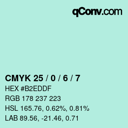 Color code: CMYK 25 / 0 / 6 / 7 | qconv.com