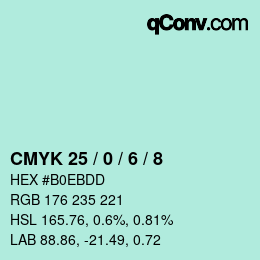 Color code: CMYK 25 / 0 / 6 / 8 | qconv.com