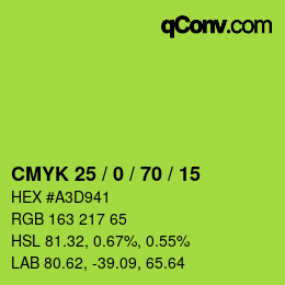 Farbcode: CMYK 25 / 0 / 70 / 15 | qconv.com