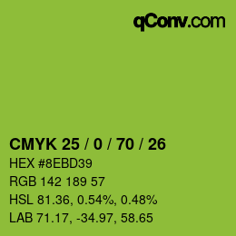 Código de color: CMYK 25 / 0 / 70 / 26 | qconv.com