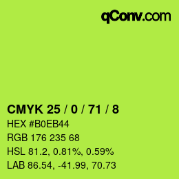 Color code: CMYK 25 / 0 / 71 / 8 | qconv.com