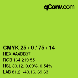 颜色代码: CMYK 25 / 0 / 75 / 14 | qconv.com