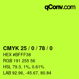 颜色代码: CMYK 25 / 0 / 78 / 0 | qconv.com