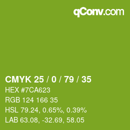 カラーコード: CMYK 25 / 0 / 79 / 35 | qconv.com