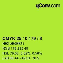 Color code: CMYK 25 / 0 / 79 / 8 | qconv.com