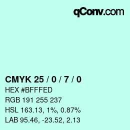 カラーコード: CMYK 25 / 0 / 7 / 0 | qconv.com