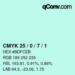 Código de color: CMYK 25 / 0 / 7 / 1 | qconv.com