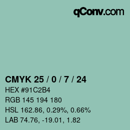 颜色代码: CMYK 25 / 0 / 7 / 24 | qconv.com