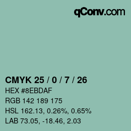 カラーコード: CMYK 25 / 0 / 7 / 26 | qconv.com