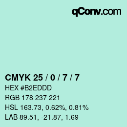 カラーコード: CMYK 25 / 0 / 7 / 7 | qconv.com