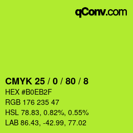 Color code: CMYK 25 / 0 / 80 / 8 | qconv.com