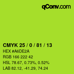 カラーコード: CMYK 25 / 0 / 81 / 13 | qconv.com