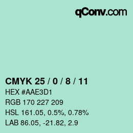 カラーコード: CMYK 25 / 0 / 8 / 11 | qconv.com
