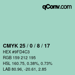 Color code: CMYK 25 / 0 / 8 / 17 | qconv.com