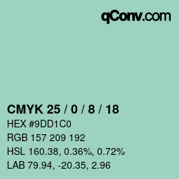颜色代码: CMYK 25 / 0 / 8 / 18 | qconv.com