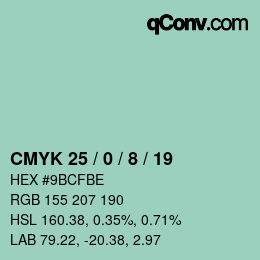 カラーコード: CMYK 25 / 0 / 8 / 19 | qconv.com