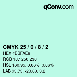 カラーコード: CMYK 25 / 0 / 8 / 2 | qconv.com