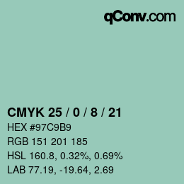 Color code: CMYK 25 / 0 / 8 / 21 | qconv.com