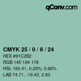 カラーコード: CMYK 25 / 0 / 8 / 24 | qconv.com