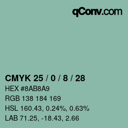 Farbcode: CMYK 25 / 0 / 8 / 28 | qconv.com