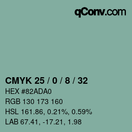 カラーコード: CMYK 25 / 0 / 8 / 32 | qconv.com