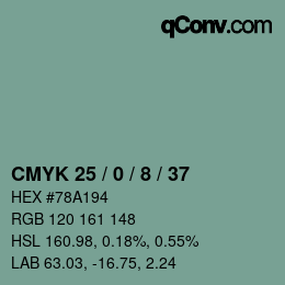 Color code: CMYK 25 / 0 / 8 / 37 | qconv.com