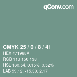 カラーコード: CMYK 25 / 0 / 8 / 41 | qconv.com