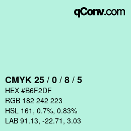 Color code: CMYK 25 / 0 / 8 / 5 | qconv.com