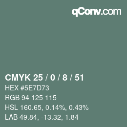 Color code: CMYK 25 / 0 / 8 / 51 | qconv.com