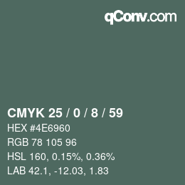 Color code: CMYK 25 / 0 / 8 / 59 | qconv.com