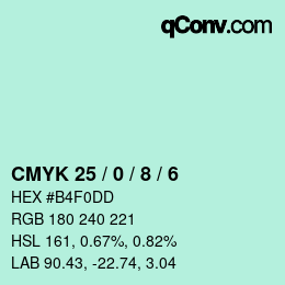 カラーコード: CMYK 25 / 0 / 8 / 6 | qconv.com