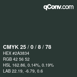 カラーコード: CMYK 25 / 0 / 8 / 78 | qconv.com