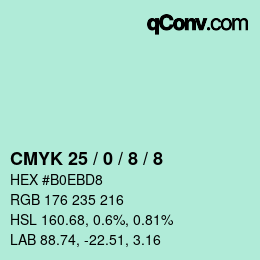 Color code: CMYK 25 / 0 / 8 / 8 | qconv.com