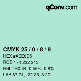カラーコード: CMYK 25 / 0 / 8 / 9 | qconv.com
