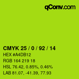 Color code: CMYK 25 / 0 / 92 / 14 | qconv.com