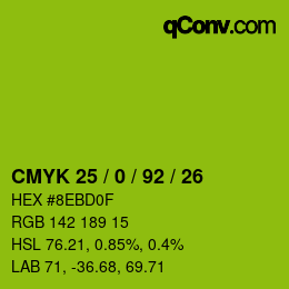颜色代码: CMYK 25 / 0 / 92 / 26 | qconv.com